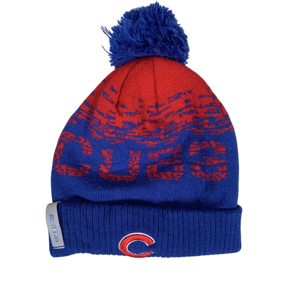 New Era Chicago Cubs Beanie Unisex OSFM Blue Red MLB Authentic Knit Pom Hat